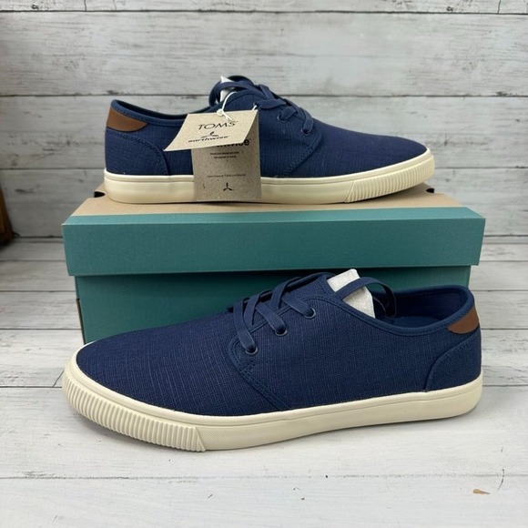 TOMS Carlos Mens 10.5 Cadet Blue Heritage Canvas Casual Shoes New - Picture 1 of 3